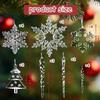 24 Pcs Festive Christmas Acrylic Snowflake Ice Column Decorative Hanging Ornaments for Home Party Decoration