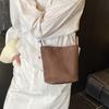 Women Fashion Mini Suede Pu Single Shoulder Underarm Small Bucket Handbag