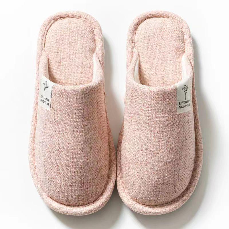 Winter Warm Linen Slippers - Soft, Non-slip, Closed Toe for Men & Women
