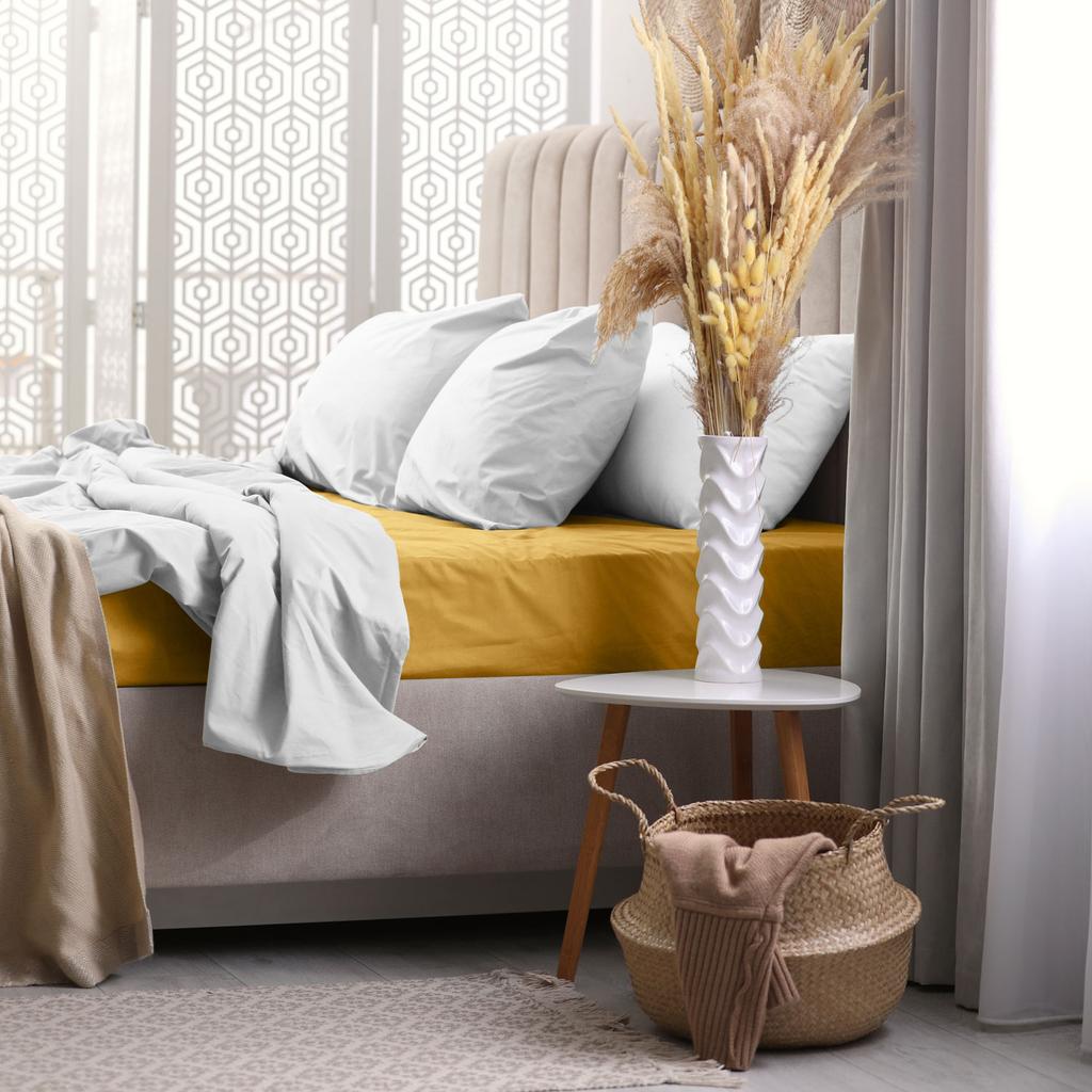 Fitted Sheet 200x220 Terry COTTON TERRY FREYLE Mustard Yellow