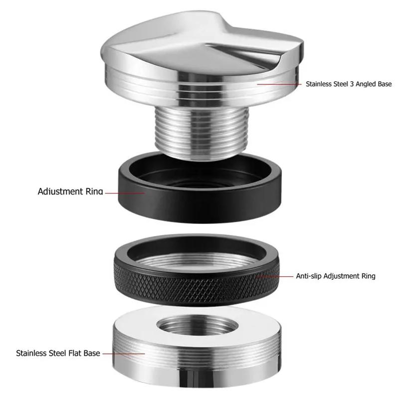 51/53/58 mm Kaffeeverteiler und -stampfer, passend für Kaffee-Nivellierer mit zwei Köpfen, einstellbare Tiefe – Espresso 3 abgewinkelte und flache Tamper