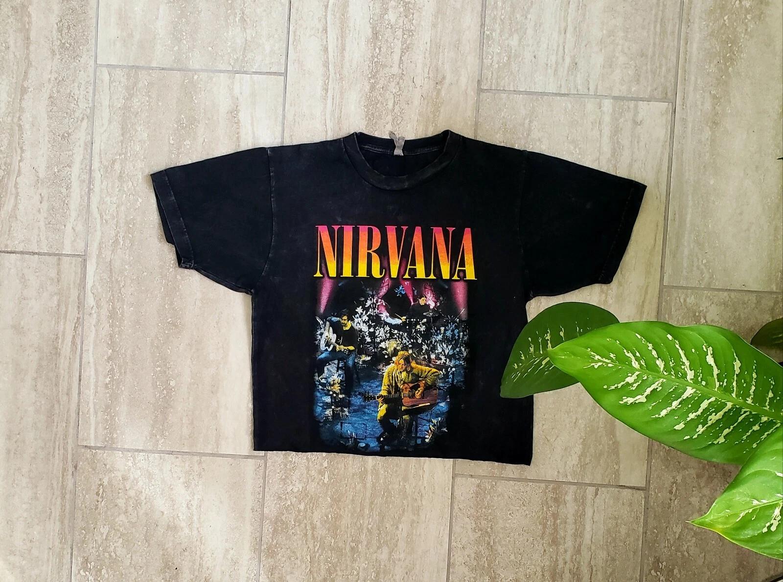 Nirvana укороченная футболка винтаж XL