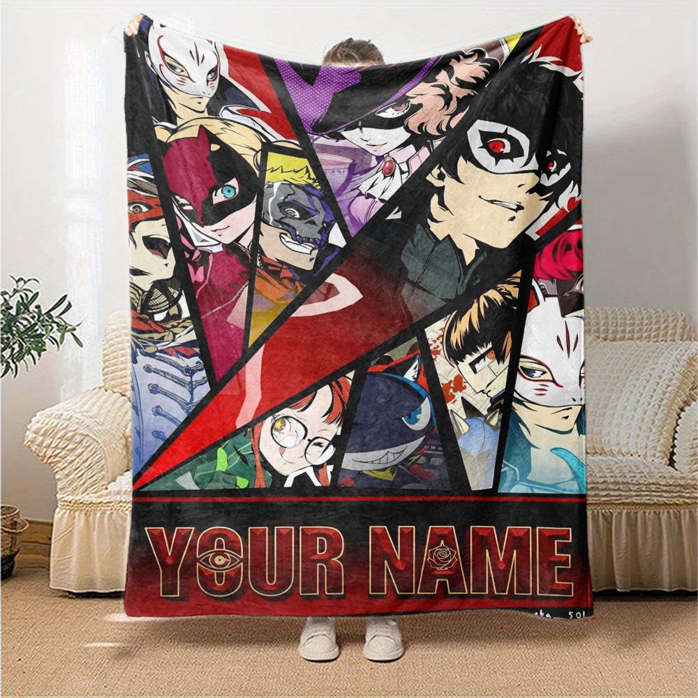 Name Custom Persona 5 Print Flannel Blanket High Quality Warm Comfortable Cover for All Seasons Perfect for Gifts Home Decor