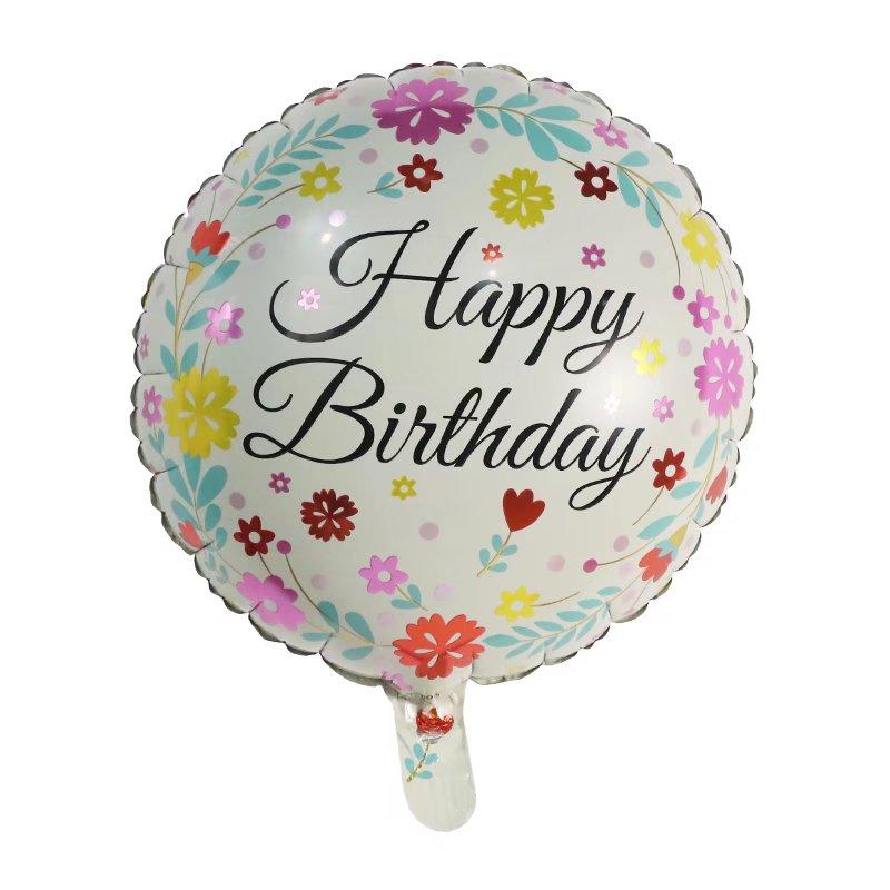50Pcs/lot 18inch English Happy Birthday Aluminum Foil Balloon Round Helium Balloon Kids Birthday party decoration Air Golobs