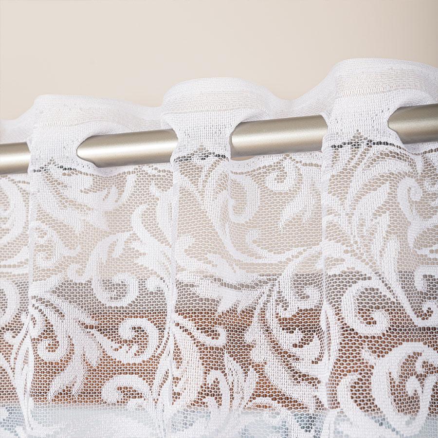 KATARZYNA - Ready-made jacquard curtain with a straight hem - 140x230 cm - white