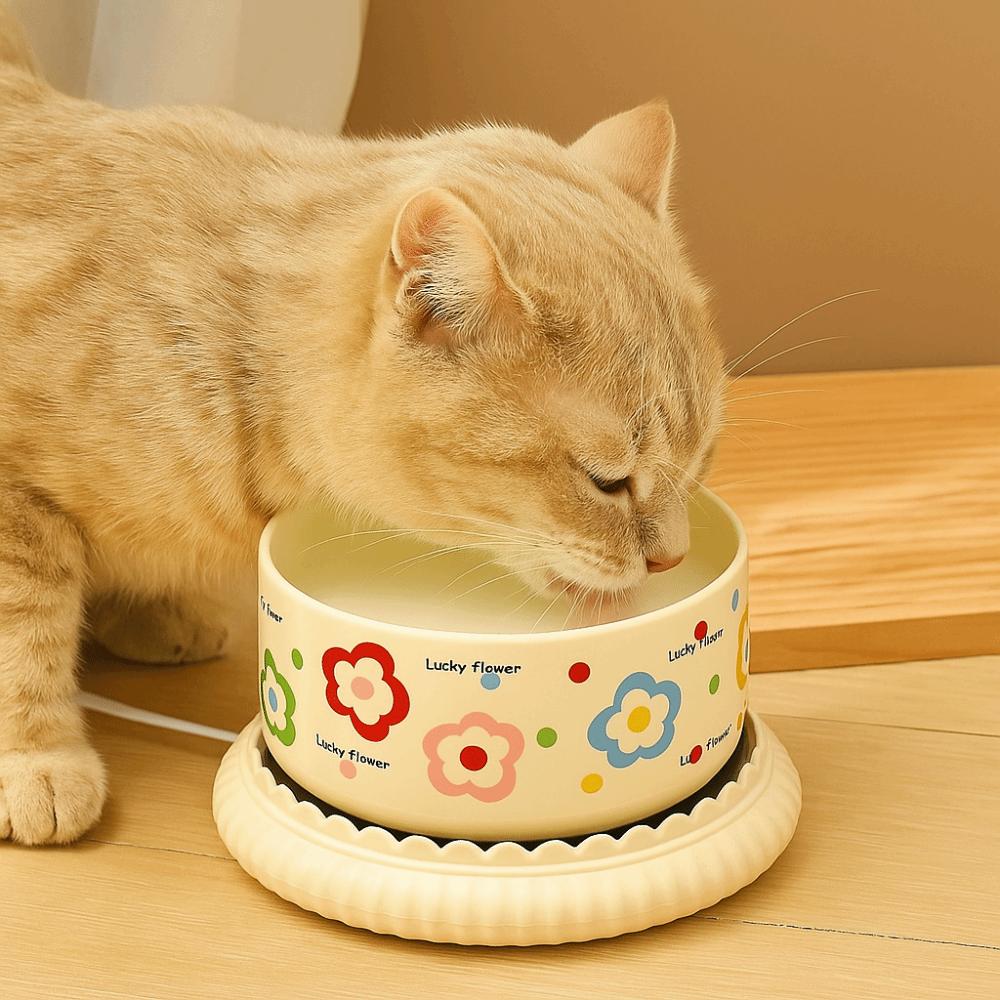 Cartoon Heated Pet Water Dispenser Ceramics Intelligent Heated Dog Water Bowl Constant Temperatur Quiet Cat Heating Bowl Indoor