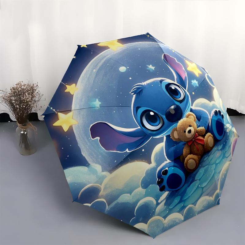 Stitch, Cloudscape Automatic Opening and Closing Umbrella  8 Ribs Windproof Portable Folding Umbrella, Suitable for Casual and Business Outings,for