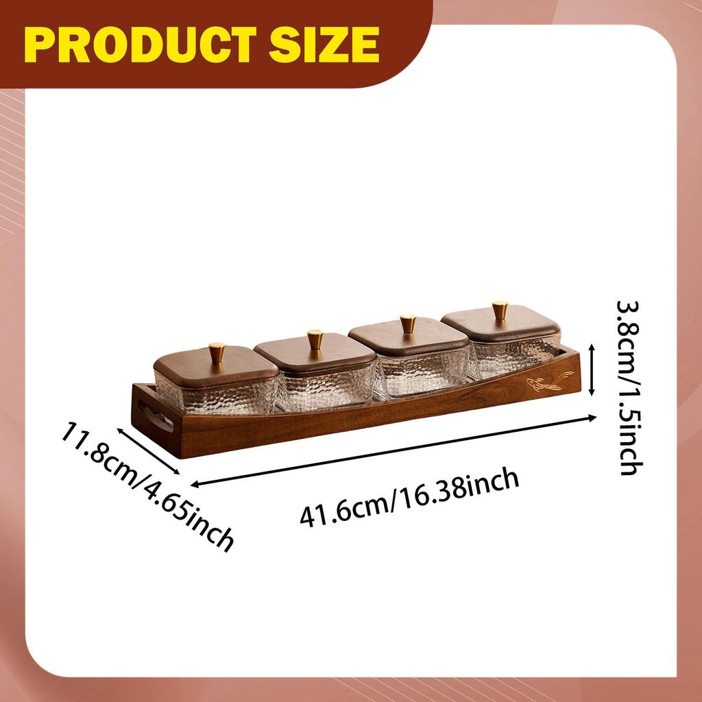 Compartmentalized Serving Tray for Dried Fruit, Sturdy, Portable, Multifunctional, Dustproof,