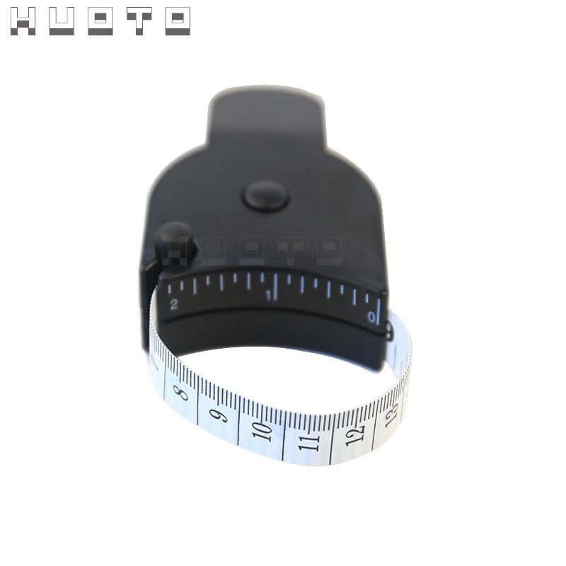 High-Precision Waist, Hip, and Bust Leather Tape Measure with Handle and Torch, Black