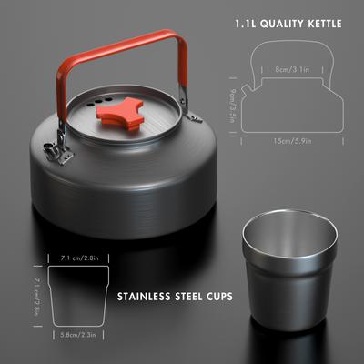 Teiera da esterno con tazza Acciaio inossidabile Inossidabile Anticorrosivo Set di stoviglie Bollitore Campeggio Pinic
