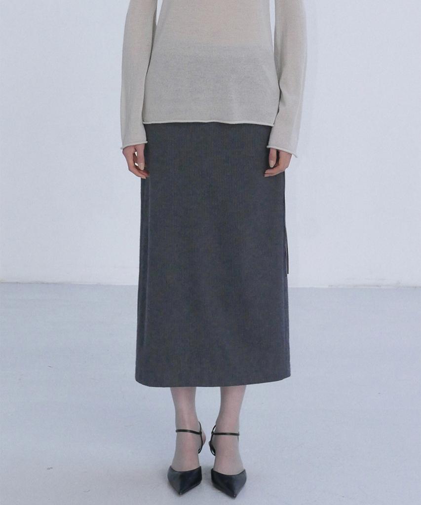 Enor Flannel Stripe Strap Skirt - Gray
