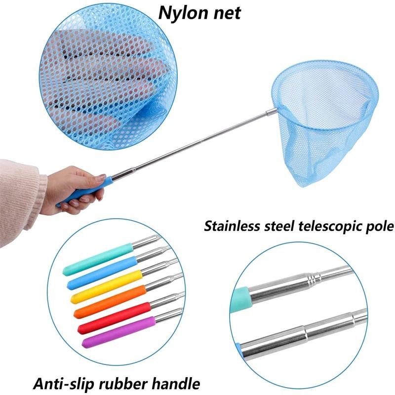 Stainless Steel Retractable Fishing Net Insect Butterfly Dragonfly Net Outdoor Portable Fishing Net Children Fun Game Toys