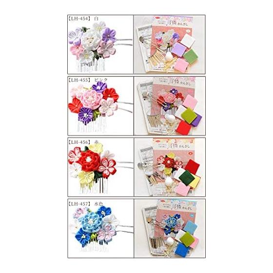 Takagi Fiber Panami Tsumami Zaiku Craft Kit - Lovely Kanzashi Hair Accessory Materials (Red) LH456