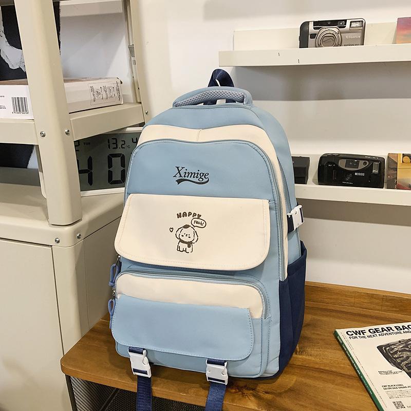 School Bag New High Value Contrasting Color High School Backpack Trend Versatile College Student Couple Casual Backpack
