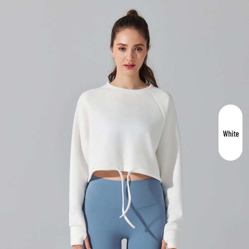 

Универсальный свитшот свободного кроя с круглым вырезом, длинными рукавами и кулиской для йоги и фитнеса Large