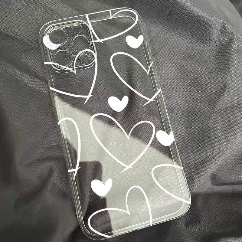 Custom White Heart iPhone Case for Models 12/11, 13, 15, 16 Pro, 17 Pro Max