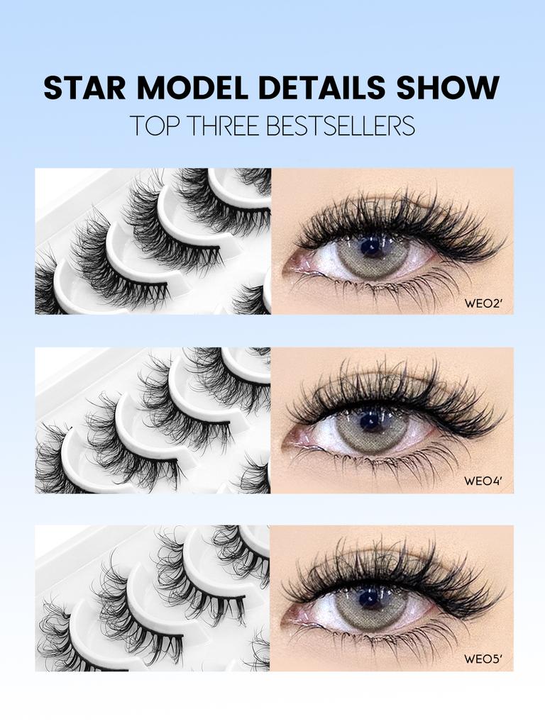 GROINNEYA 5/10 Pairs Fluffy Lashes 3D Mink Lashes Natural Eyelashes Cat Eye Lashes False Eyelashes Makeup Eyelash Extension