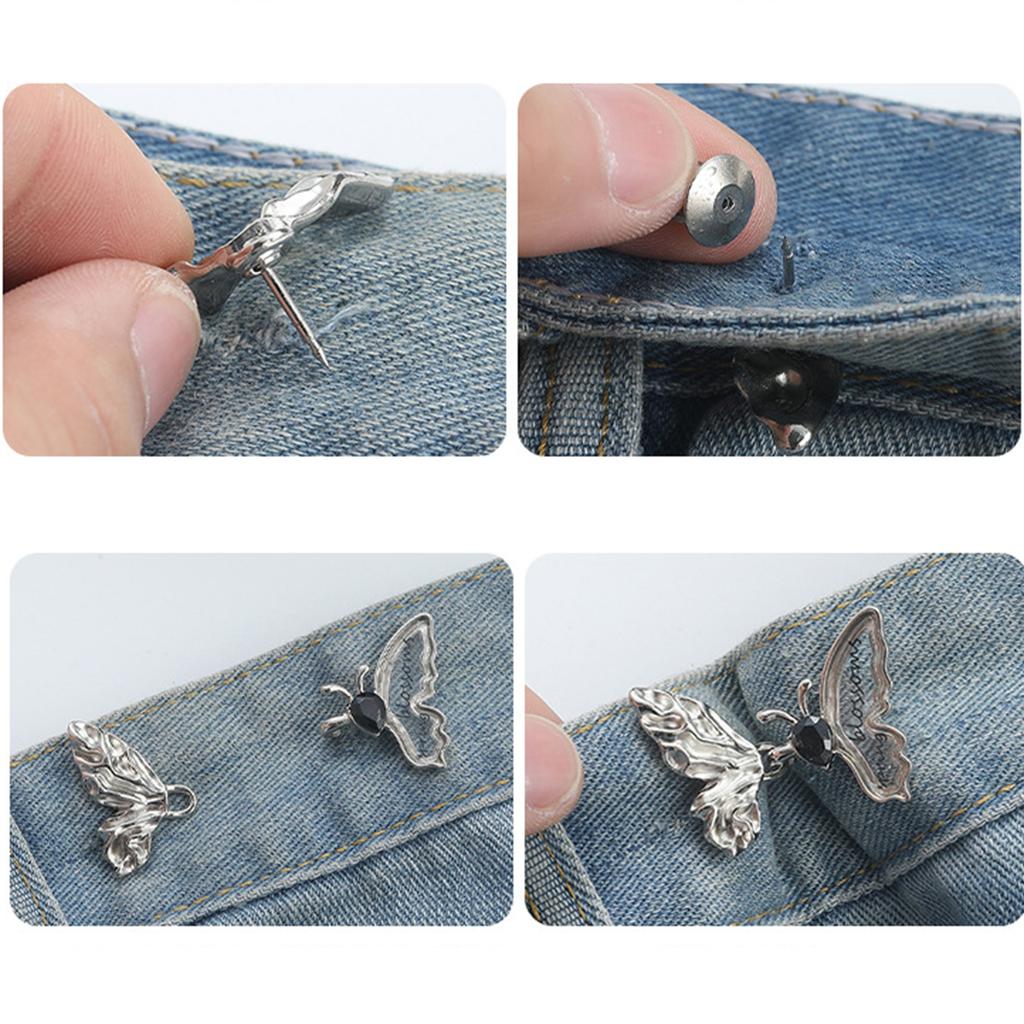 Eleganter Schmetterlings-Taillenstraffer-Knopf für Damen Rock Hose Jeans Taillenstraffer Clip Metallstift Kleidung Befestigung