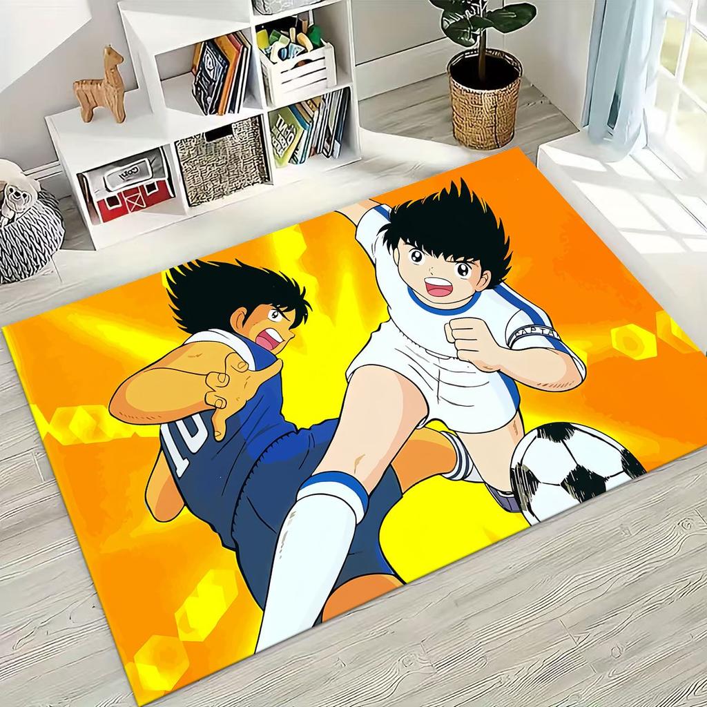 Captain Ozora Tsubasa Cartoon Football Rug for Bedroom Living Room Sofa Home Doormat Decor, Large Kids Play Non-slip Floor Mat