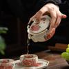Large Ceramic Peony Teapot with Hand-Grip - Anti-Scald Kung Fu Tea Set for Household