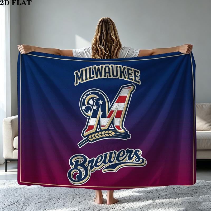 Milwaukee Brewers Print Flannel Blanket High Quality Warm Comfortable Cover for All Seasons Perfect for Gifts Home Decor