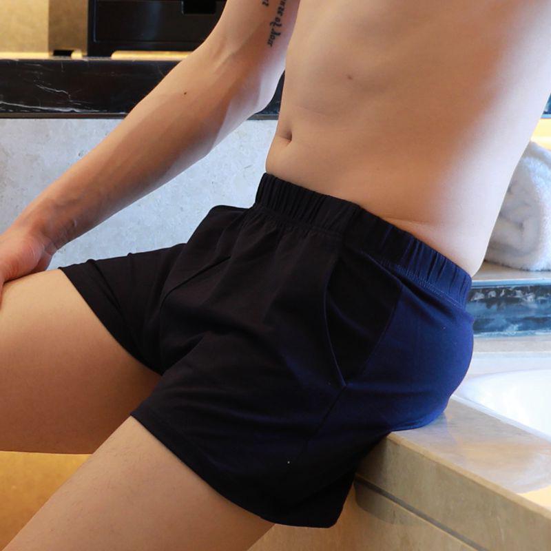 

Чоловічі боксери з чистої бавовни - Прості вільні повсякденні А-силуету шорти L королівський синій колір