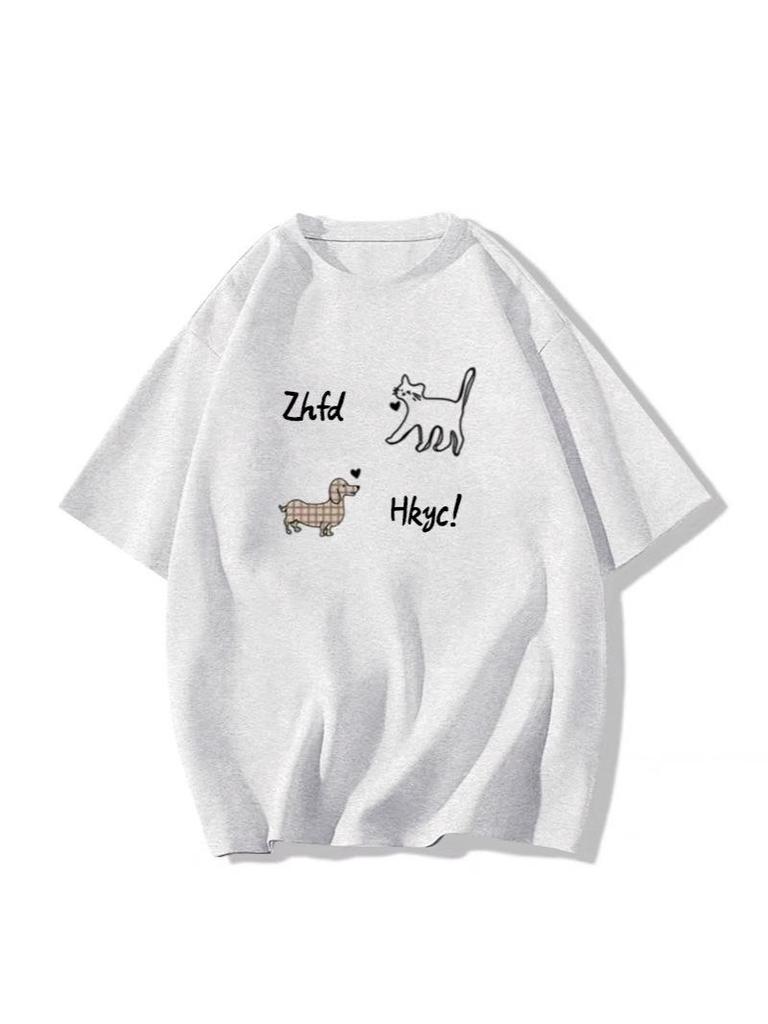 Chic White Short Sleeve Women's T-Shirt with American Print Design