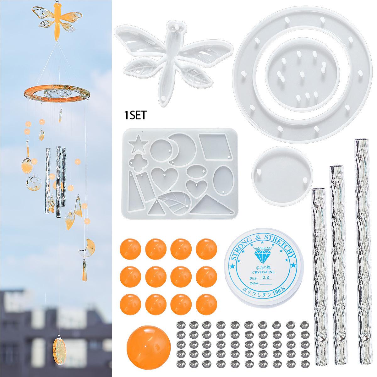 1Set Drip Glue Diy Dragonfly Series Mold Wind Chime Set Handmade Pendant Silicone Mold