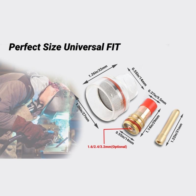 TIG Welding Cup And Torch Set With High Heat Dissipation Glass Metal Construction For Precisions Welding WP Models