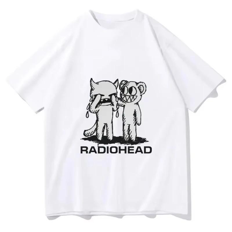 

2025 Radiohead Indie Rock Band Anime T-Shirt Letnia Męska Koszulka Z Wysokiej Jakości Popularnej Bawełny Women s Clothing 4XL