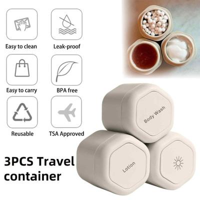 3Pcs Travel Containers Large Capacity Leak-Resistant Lightweight Portable Magnetic Shampoo Conditioner Storage Boxes