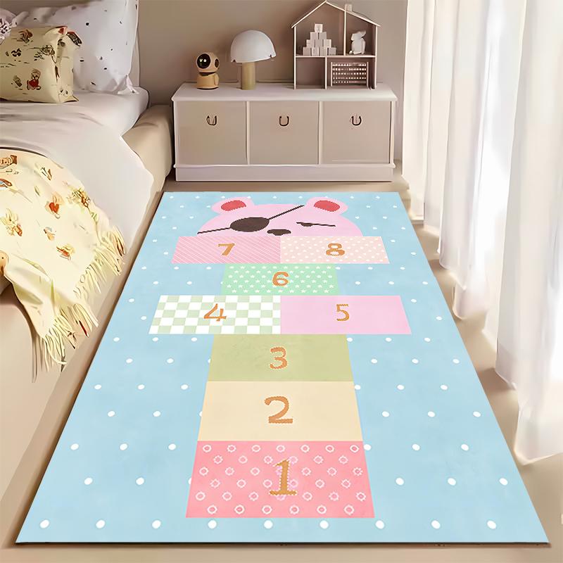 Cute Panda Hopscotch Rug for Kids Suitable for use as an anti-slip game mat for living room and bedroom sofas