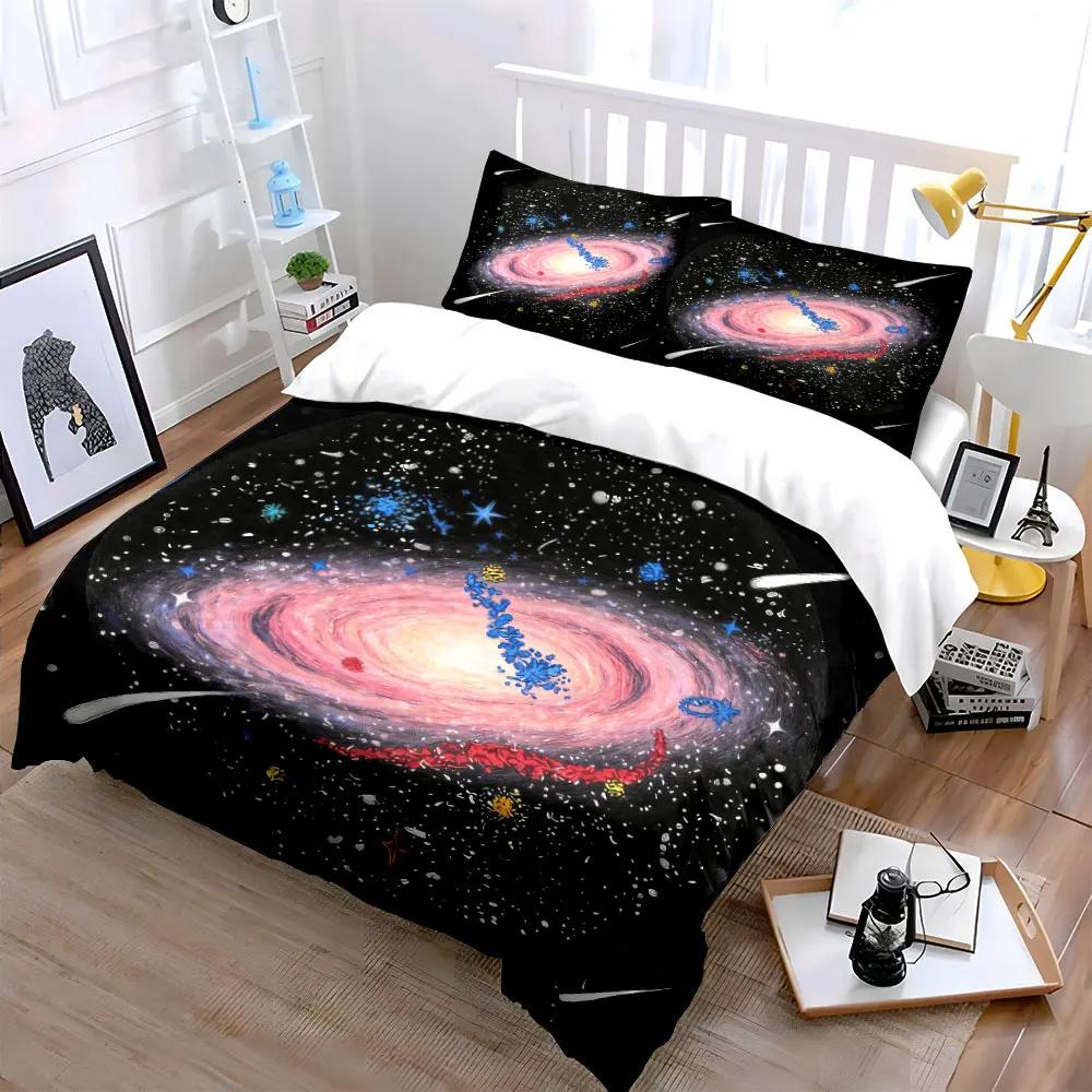 Galaxy-Themed Three-Piece Set Decor Soft Comfortable Duvet Cover Bedding Set Included 1*Duvet Cover & 2*Pillowcases gift