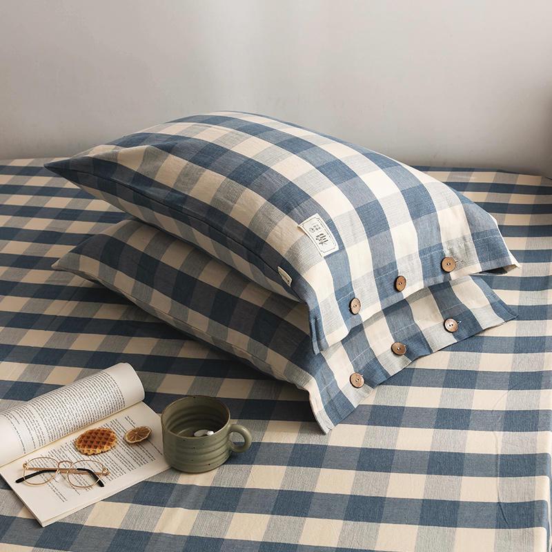 Zestaw 2 poszewek na poduszkę pojedynczą z czystej bawełny i lnu z wewnętrznym wkładem w całości bawełnianym, 48cm x 74cm