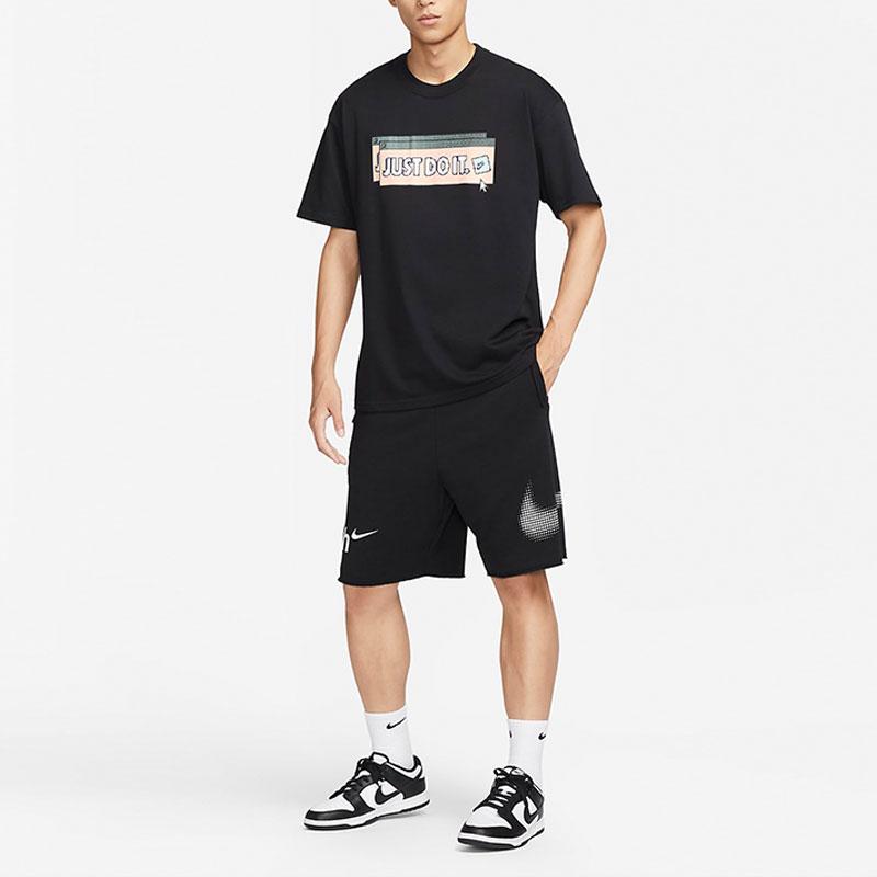 Nike Letter Print Knit Loose Short Sleeve T-Shirt Men Tops Black FD1301-010