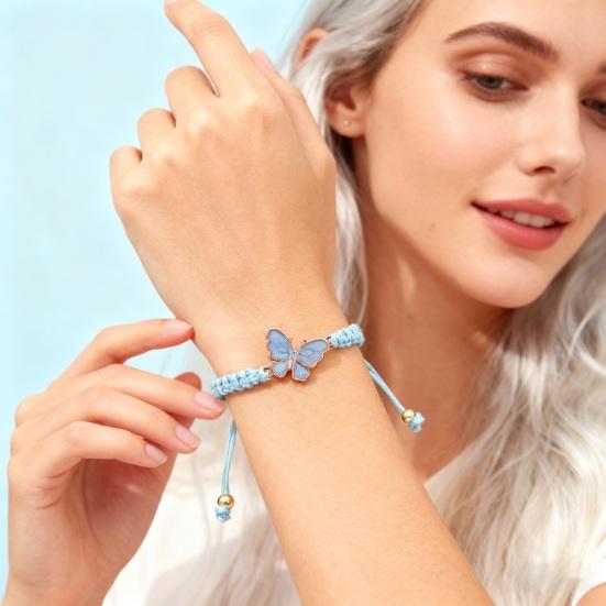 Butterfly Braided Bracelet Handcrafted String Rope Bracelet Adjustable Cheerleader Wristlet Party Favor for Friendship Gift Cheer Dance Team