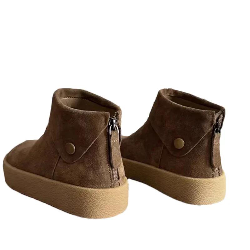Flats Women Ankle Boots Suede Platform Designer Retro Shoes 2025 Trend Winter New Brand Walking Comfort Classic Botas De Mujer