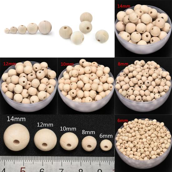 100Pcs 6/8/10/12/14mm Wooden Loose Beads for DIY Jewelry Earring Bracelet Craft