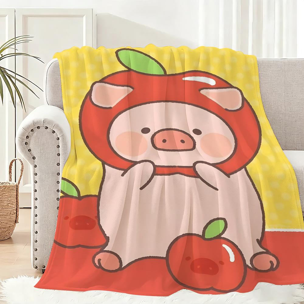 L-lulu Pig Throw Lightweight 240g Flannel Blanket Soft Skin-friendly for Summer Cooling