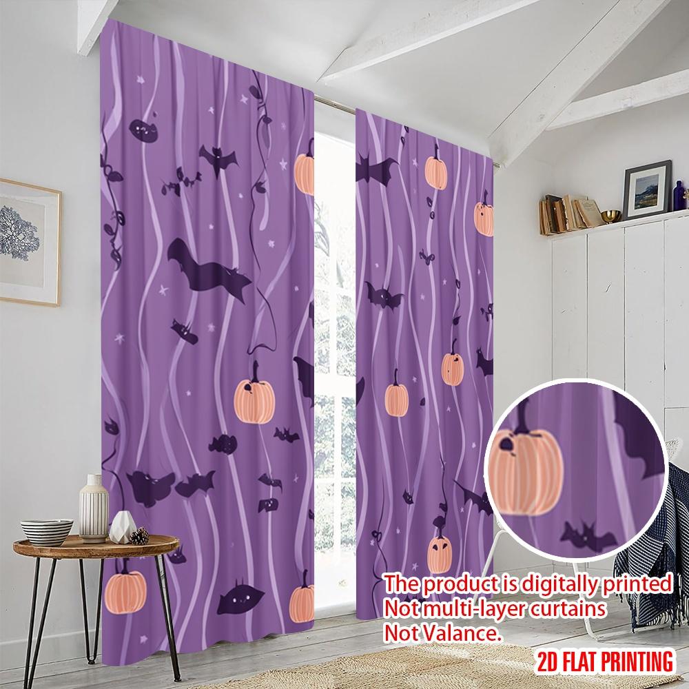 2pcs,2D Plane Printing Popular Curtains Halloween Icons Flight Versatile Polyester Fabric (without Rod) Outdoor Decorations for