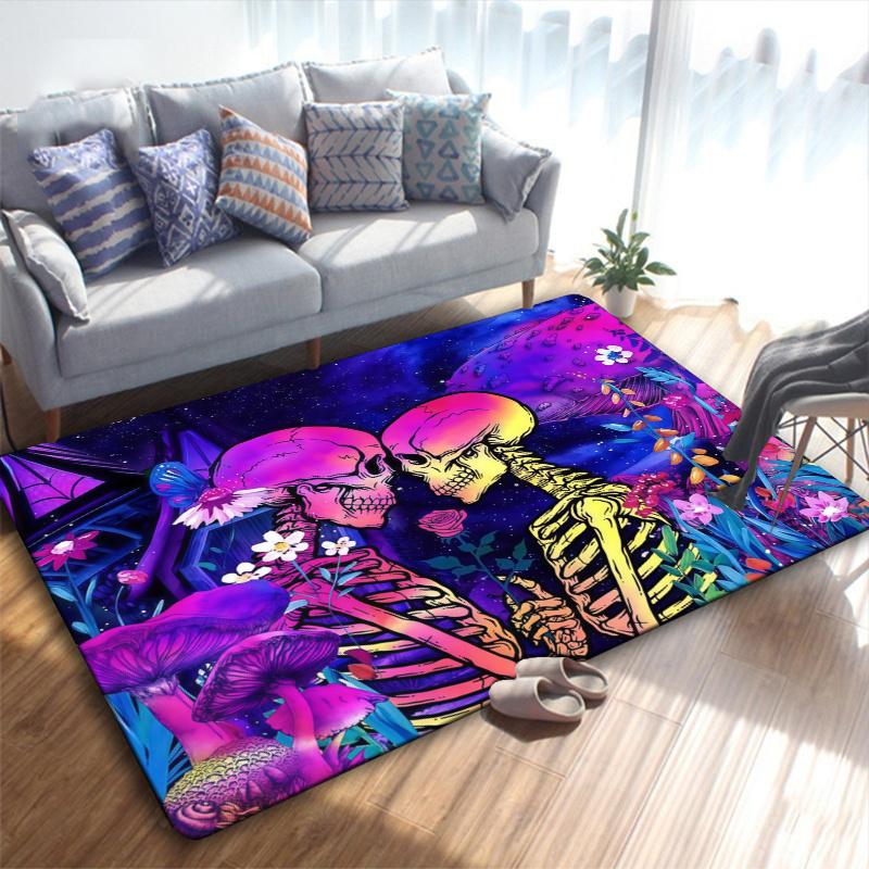 Love u to the Death Skull ( Carpet Rug for Living Room Bedroom Home Sofa Decoration,Kids play Non-slip Floor Mat