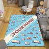 Custom Name,Cartoon Car Pattern Series Home Sofa Decoration for Living Room & Bedroom, Non‑Slip Play Flannel Floor Mat for Game Room