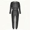 Female Crew Neck Long Sleeve Tunic And High Waist Straight Pants Two Piece Daily Casual Loungewear