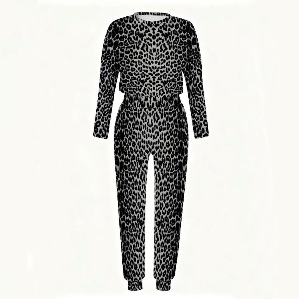Female Crew Neck Long Sleeve Tunic And High Waist Straight Pants Two Piece Daily Casual Loungewear