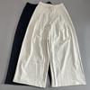 Women's Minimalist Pleated Drawstring High-Waist Wide-Leg Pants - Spring Arrival, Loose, Slimming, Versatile, Solid Color