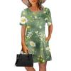Women's Summer Dresses Women's Summer Floral Print Dresses Short Sleeve Round Tie Pocket Casual Dresses