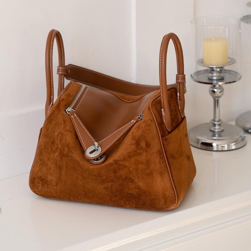Deerskin Lindy Bag Contrasting Color Splicing Doctor Bag 2025 New Leather Women's Bag One Shoulder Crossbody Hand Carrying Medicine Bag Women