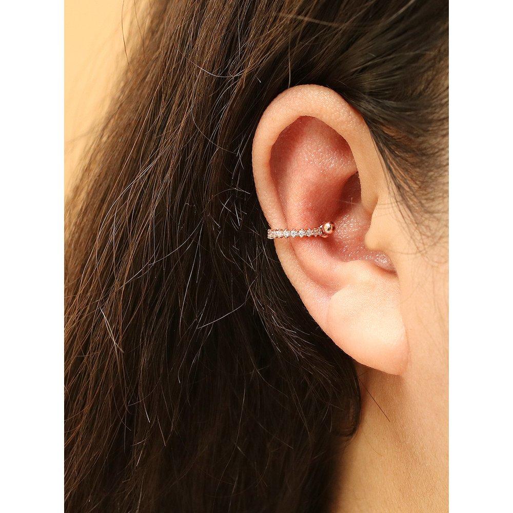 

14K Bling Cubic C-Shaped Inner Conch Piercing Two-Way Earrings 14K rose gold / Bar thickness 0.8mm_Bar length 6mm