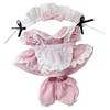 Niannyyhouse 15cm Plüsch-Maid-Outfit mit Haarband, Kleid, Schürze und Shorts, Baumwollpuppenkleidung (Rosa)