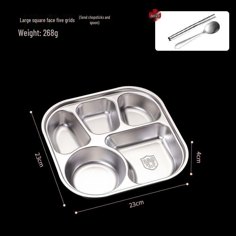 304 Stainless Steel Four-Compartment Meal Tray